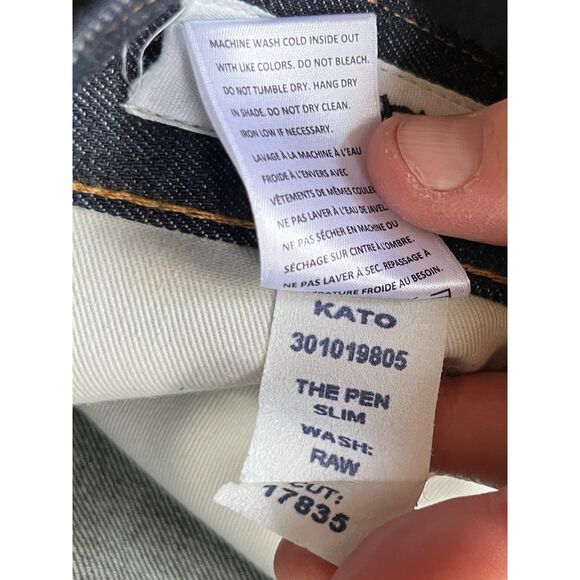 HIROSHI KATO Blue The Pen Slim Raw Selvedge USA Jeans Pants  Mens Size 30 - Picture 5 of 13